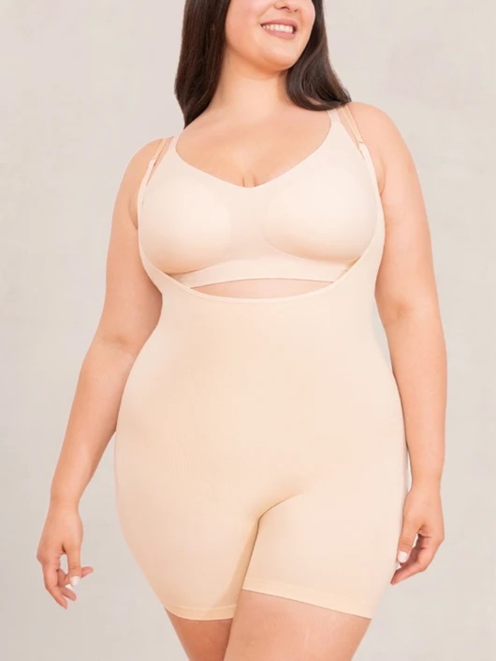 Shapermint Essentials Open Bust Bodysuit Shaper Short Chai